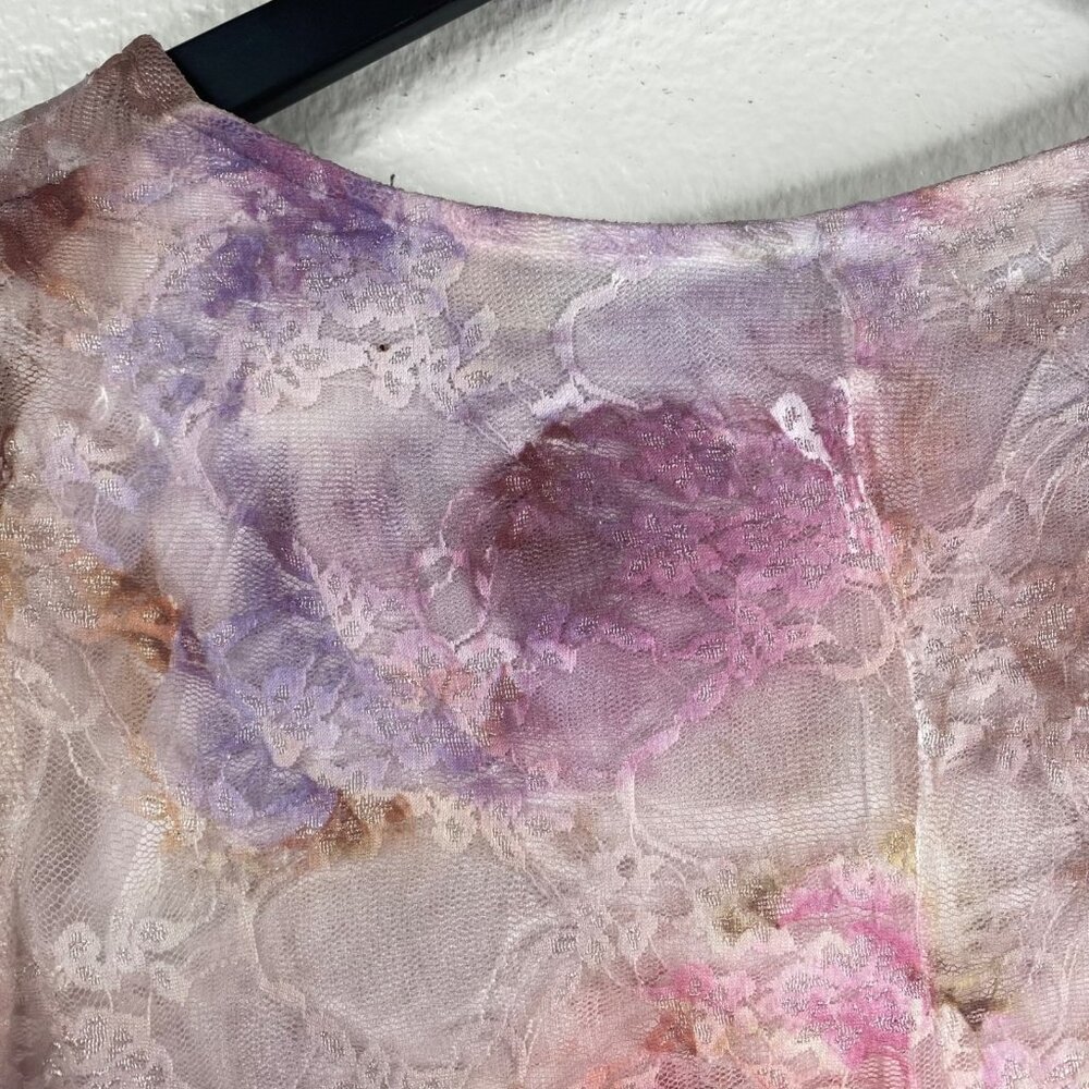 Cal Style Top Women's Lace Tunic Asymmetrical Hem Pink 2XL Fairy Romantic Boho - Picture 9 of 12
